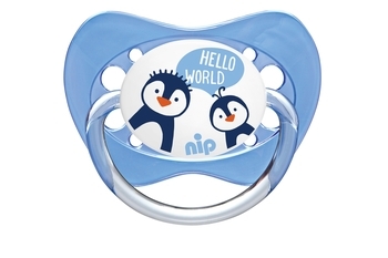 Пустышка Nip Моя семья №3 Зебры и пингвины, 16-32 мес., голубой, 2 шт. (31005) - Pampik - 2