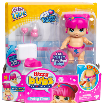 Інтерактивна лялька Moose Bizzy Bubs Chloe Привчаємо до горщика, 15 см (28754) - Pampik