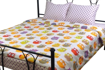 Комплект постільної білизни Руно Сови, сатин, білий (1.137К) - Pampik