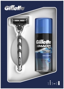 Подарунковий набір Gillette Mach3, бритва + гель для гоління - Pampik