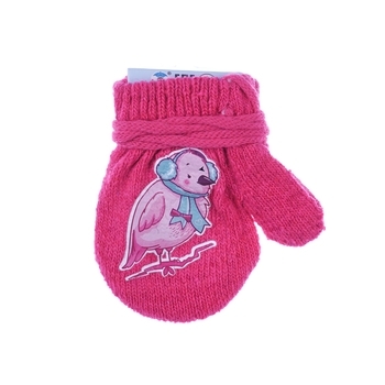 Рукавиці YO! Пташка, з добавкою вовни, р.10, малиновий (R-122A) - Pampik