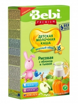 Молочна каша Bebi Premium Рисова з яблуком і гарбузом, 200 г - Pampik