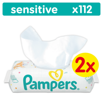 Вологі серветки Pampers Sensitive, 2x56 шт. - Pampik