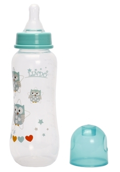 Пляшка для годування Lindo, вигнута, з силіконовою соскою, 250 мл, бірюзовий (Li 145 зел) - Pampik - 2