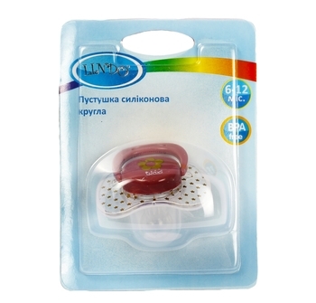 Пустушка силіконова Lindo, кругла, з ковпачком, 6-12 міс., корал (Lі401/6-12 р) - Pampik - 3