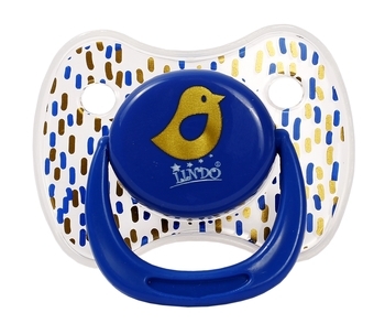 Пустушка силіконова Lindo, кругла, з ковпачком, 6-12 міс., синій (Lі401/6-12 с) - Pampik