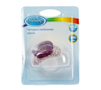 Пустушка силіконова Lindo, кругла, з ковпачком, 6-12 міс., бордовий (Lі401/6-12 ф) - Pampik - 3
