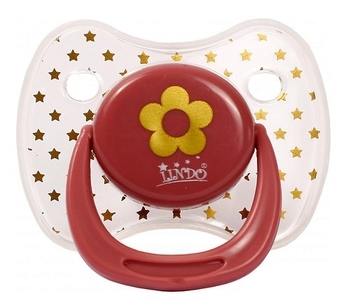 Пустушка силіконова Lindo, кругла, з ковпачком, 0-6 міс., корал (Li401/0-6роз) - Pampik