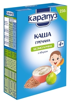 Безмолочная каша Карапуз Гречневая с яблоком, 250 г - Pampik