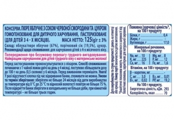 Пюре Карапуз Яблуко і червона смородина, 125 г - Pampik - 2