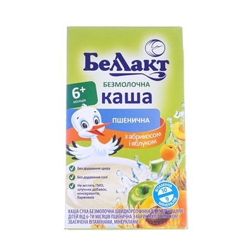 Безмолочна каша Беллакт Пшенична з абрикосом і яблуком, 200 г - Pampik