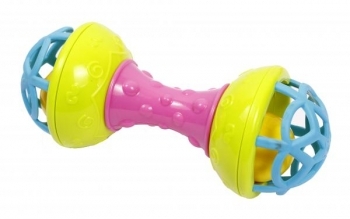 Іграшка-брязкальце Lindo Гантеля, зелений з фіолетовим (Б 347) - Pampik