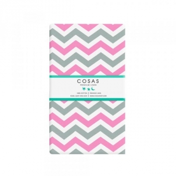 Простирадло на резинці Cosas Преміум, 120х60х10 см, рожевий з сірим - Pampik