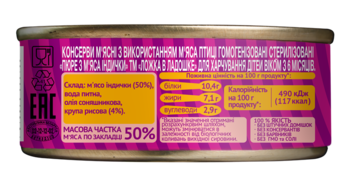 М'ясне пюре Ложка в долоньці індичка, 100 г - Pampik - 2