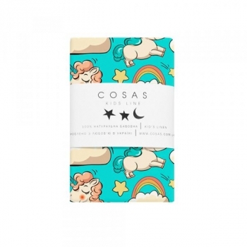 Наволочка Cosas Единороги, 60х40 см, бирюзовый - Pampik