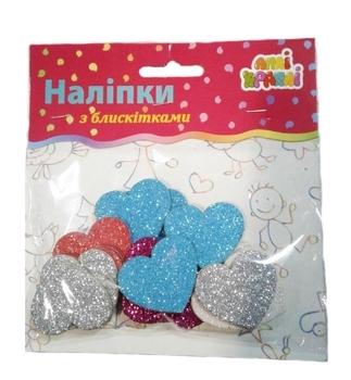 Набор наклеек с блестками Апли Крапли Сердца (НБ-03) - Pampik