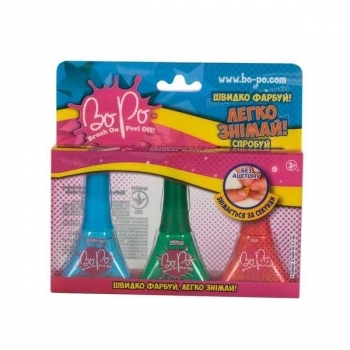 Лак для нігтів BoPo, блакитний, зелений, червоний, 3 шт. (WT8155230-1) - Pampik