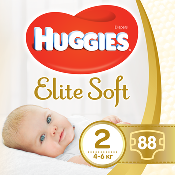 

Подгузники Huggies Elite Soft Newborn 2 (4-6 кг), 88 шт