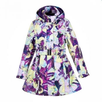 Пальто Huppa Leandra Dark Lilac Pattern, поліестер, р.128, фіолетовий з білим (18030004-91173-128) - Pampik