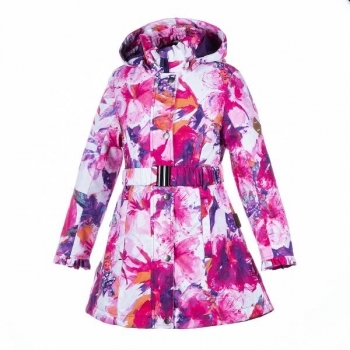 Пальто Huppa Leandra White Pattern, полиэстер, р.122, розовый с белым (18030004-91120-122) - Pampik