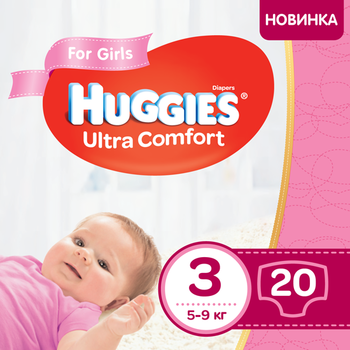 

Подгузники Huggies Ultra Comfort для девочек 3 (5-9 кг) Small Pack, 20 шт.