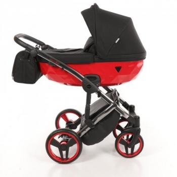 Універсальна коляска 2 в 1 Junama Diamond S-line 01, чорний з червоним (JD-SL-01) - Pampik - 3