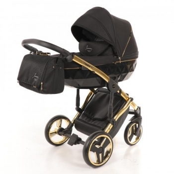 Універсальна коляска 2 в 1 Junama Diamond S-line 02, чорний з золотим (JD-SL-02) - Pampik