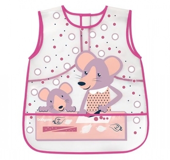 Нагрудник BabyOno Creative Baby Мишки, рожевий з білим (840) - Pampik
