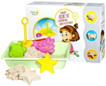 Набір для дитячої творчості Genio Kids Розумний пісок з пісочницею, 1 кг (SSN10) - Pampik