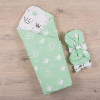 Конверт-одеяло BetiS Королевский сон, поплин, 85х85 см, мятный с белым (27681301) - Pampik - 5