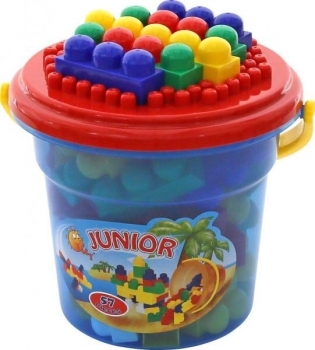 Конструктор в ведерке Polesie Юниор Макси, 57 элементов, красный (1853) - Pampik