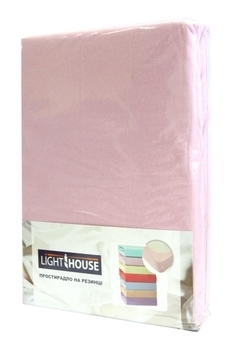 Простыня LightHouse, трикотажная на резинке, 200х90 см, розовый (46456) - Pampik - 2