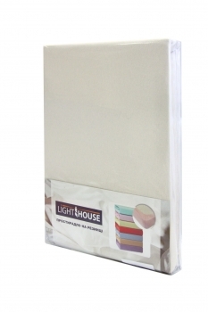 Простыня LightHouse, трикотажная на резинке, 200х90 см, бежевый (46432) - Pampik - 2