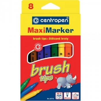 Фломастери Centropen Brush, 8 шт. (8773/08) - Pampik