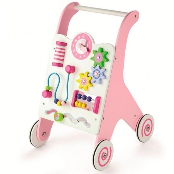 Розвиваючий центр на колесах Viga Toys, світло-рожевий з білим (50178) - Pampik