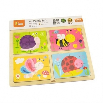Пазл Viga Toys 4 в 1 Насекомые (50189) - Pampik - 2