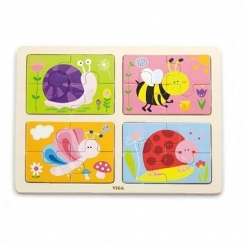 Пазл Viga Toys 4 в 1 Насекомые (50189) - Pampik