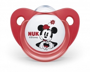 Ортодонтическая силиконовая пустышка Nuk Trendline Disney Mickey, 0-6 мес., красный с белым (10729723/2) - Pampik