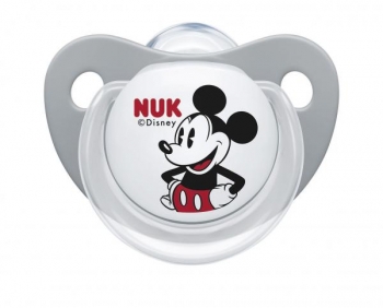 Ортодонтическая силиконовая пустышка Nuk Trendline Disney Mickey, 0-6 мес., серый с белым (10729723/1) - Pampik