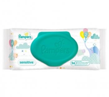 Вологі серветки Pampers Sensitive з клапаном, 56 шт. - Pampik