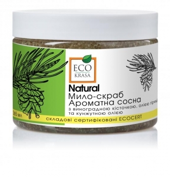 Мыло-скраб EcoKrasa Ароматная сосна, для бани и сауны, 365 мл - Pampik