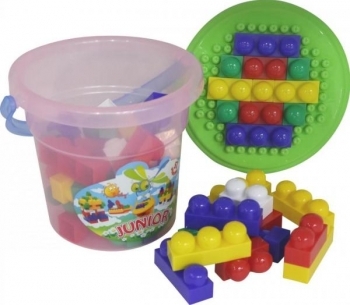 Конструктор в ведерке Polesie Юниор Макси, 57 элементов, зеленый (1853) - Pampik