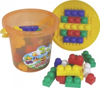 Конструктор у відерці Polesie Юніор Максі, 57 елементів, жовтий (1853) - Pampik