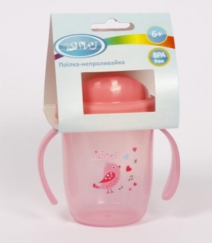 Поїльник-непроливайка Lindo, з ручками, 6+ міс., 210 мл, рожевий (Li 709 троянд) - Pampik - 3