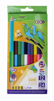 Олівці кольорові ZiBi Double Kids Line, 12 шт., 24 кольору (ZB.2463) - Pampik