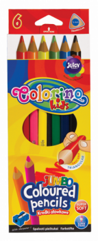 Олівці кольорові Colorino Jumbo, тригранні, з точила, в пластиковому контейнері, 6 кольорів (15516PTR/1) - Pampik