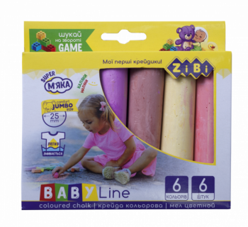Мел цветной ZiBi Jumbo Baby Line, в коробке, 6 шт. (ZB.6710-99) - Pampik