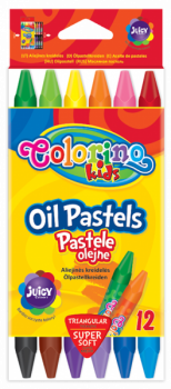 Олівці пастельні Colorino, на масляній основі, тригранні, в пластиковому контейнері, 12 кольорів (32636PTR) - Pampik