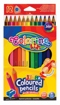 Олівці кольорові Colorino Jumbo, тригранні, з точила, в пластиковому контейнері, 12 кольорів (15530PTR/1) - Pampik