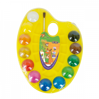 Акварельные краски ZiBi Kids Line на палитре, 12 цветов (ZB.6558-08) - Pampik